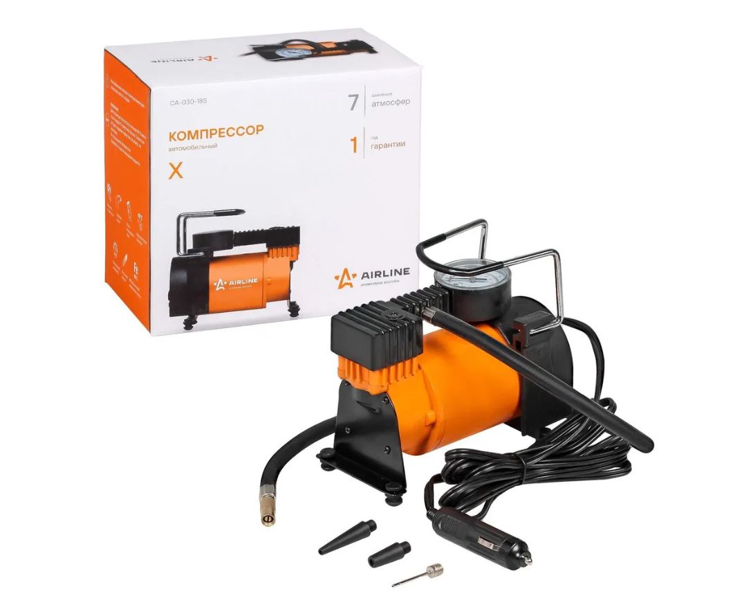 Компрессор метал. 30л/мин в прикуриватель AIRLINE STANDART X 7ATM