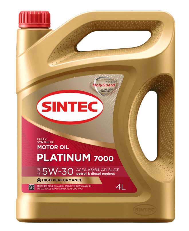 Sintec Platinum 7000 5w30 SL/CF A3/B4 синт. 4л.