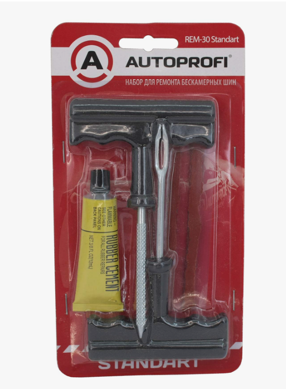 Ремкомплект бескамерных шин Standart(шило-рашпиль,аппликатор жгута,эластичные жгуты, клей) AUTOPROFI