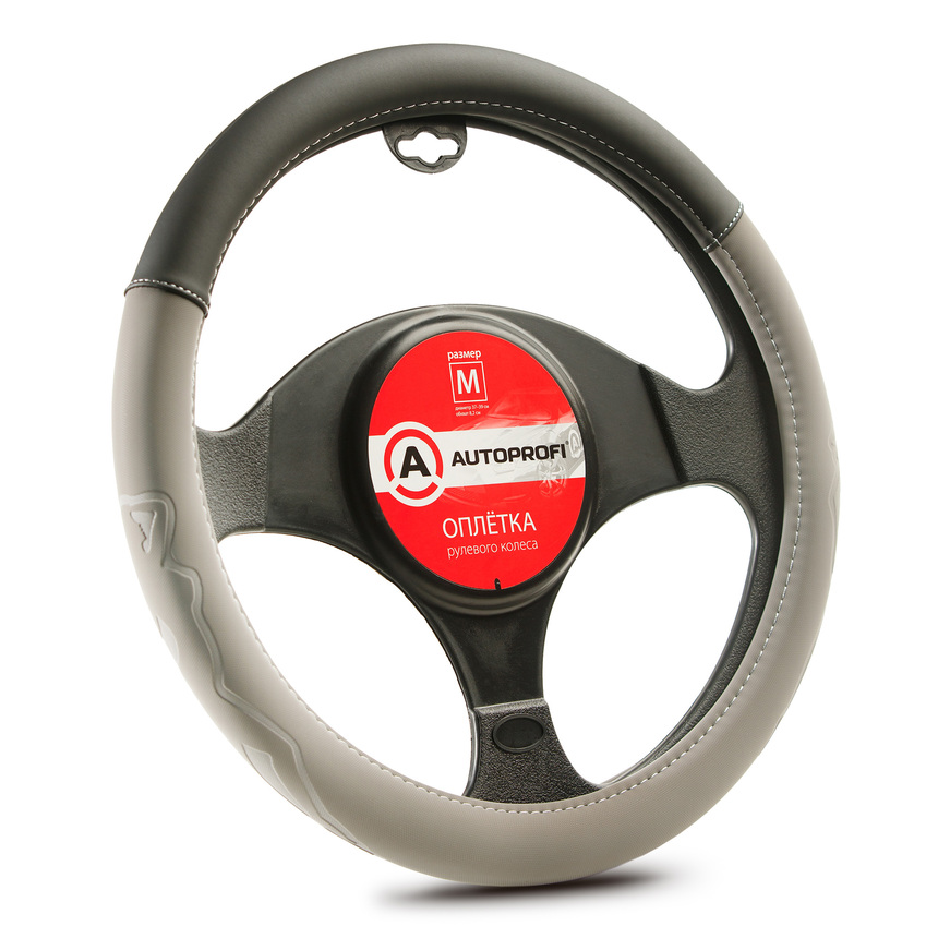 Оплетка M AUTOPROFI софттач+нубук синт Черн/Серый прострочка в цвете нубука гладкая основа