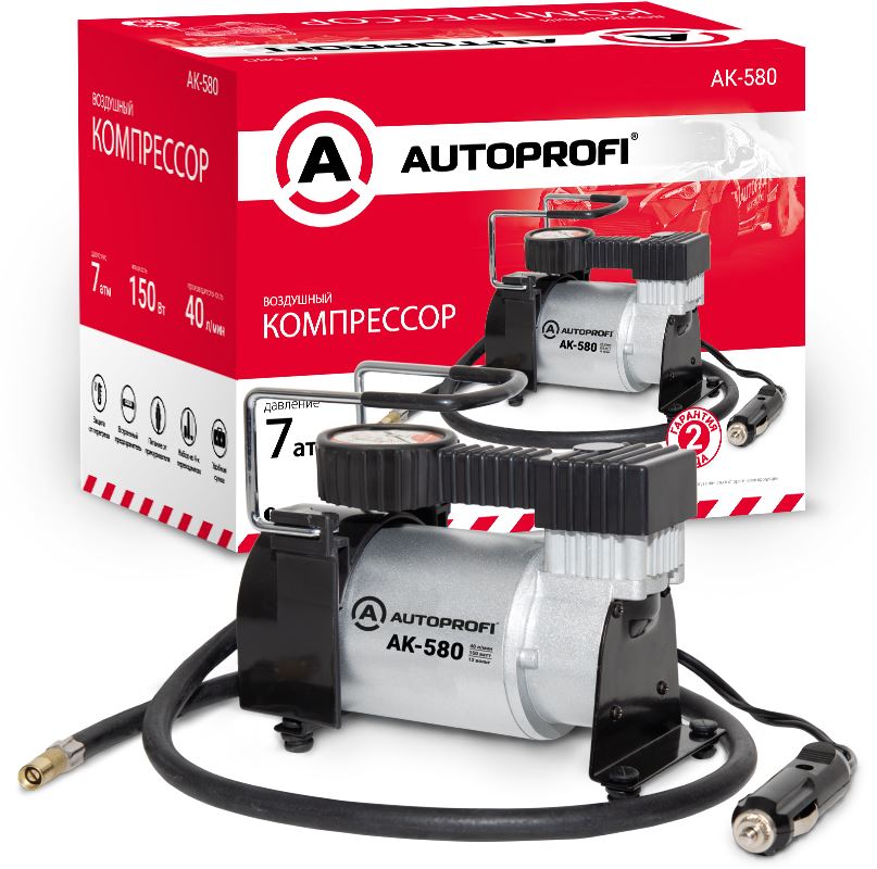 Компрессор AUTOPROFI 40л/мин, 12V/14A 150W в прикурив. шланг 1 м., сумка