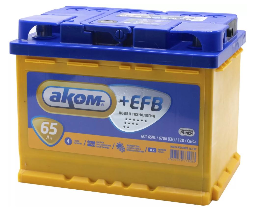 Аккумулятор Akom +EFB 65 пр (L2.1)