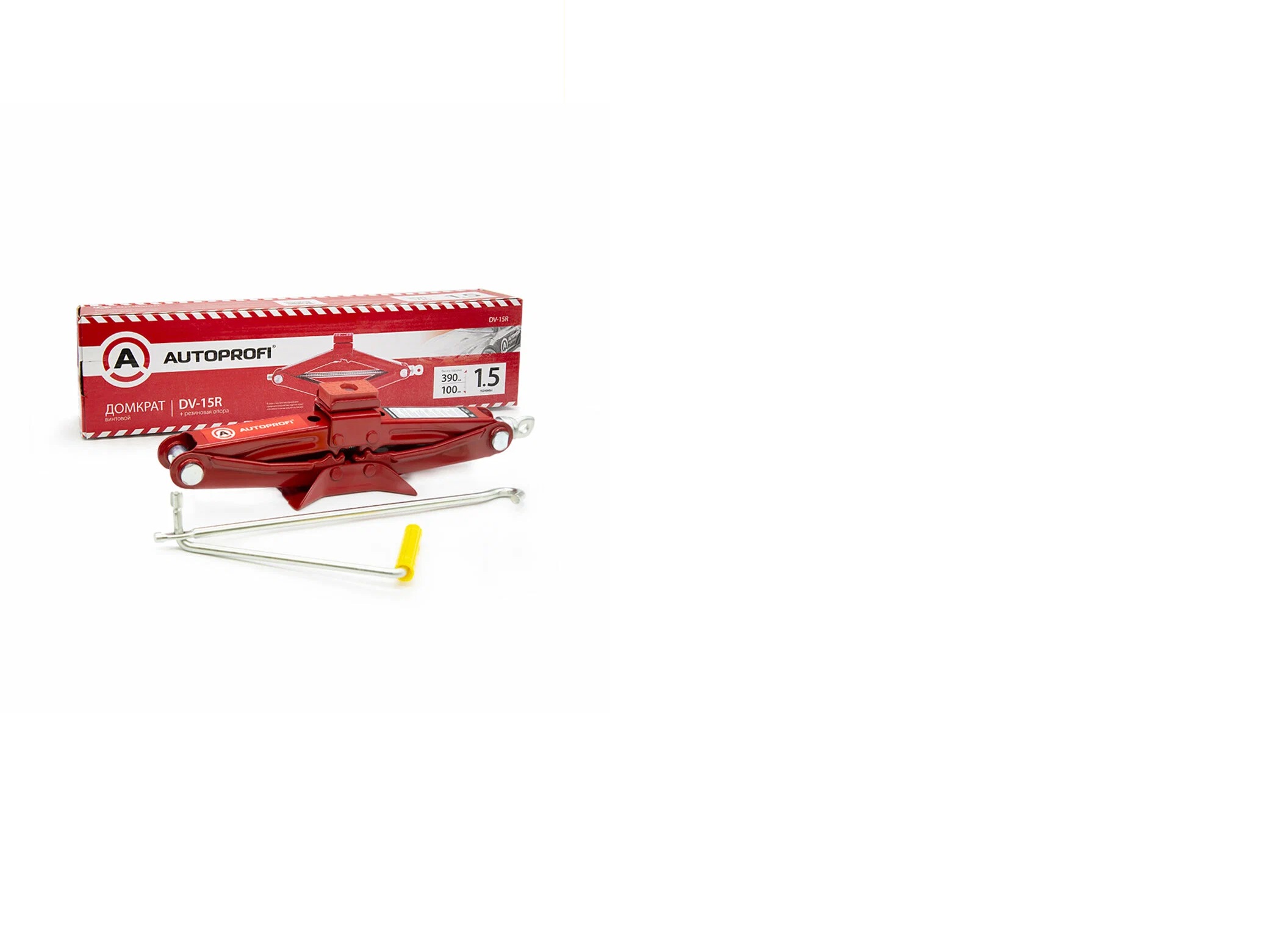 Домкрат мех. ромб. 1,5т h 100-390мм  с резин. опорной частью AUTOPROFI