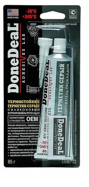 Герметик прокладок DONE DEAL серый термостойкий 85гр DD6733